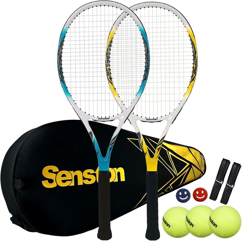 Senston Tennis Rackets for Adults 27 inch Tennis Racquets - 2 Player Tennis Racket Set with 3balls,2 Grips, 2 Vibration Dampers - Image 1